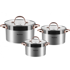Bộ 3 nồi 5 đáy inox 304 Nagakawa NAG1352 (16cm, 20cm, 24cm)