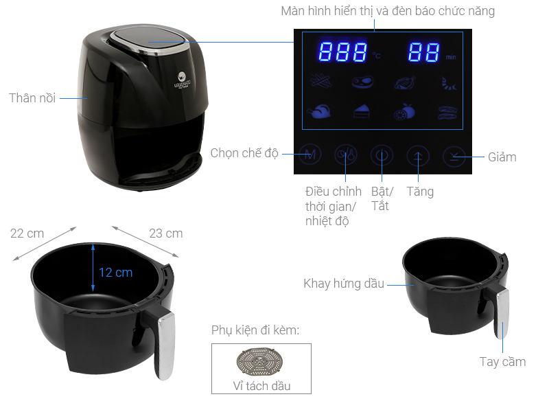 Nồi chiên không dầu Hawonkoo AFH-045 6 lít