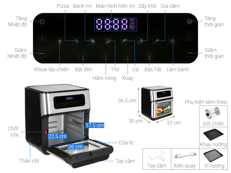 Lò chiên không dầu Hawonkoo AFH-101-TQ 10 lít
