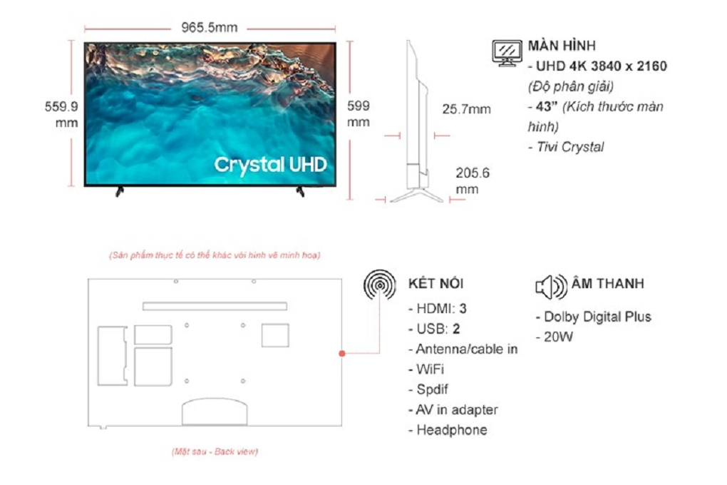 Smart Tivi Samsung 4K Crystal UHD 43 inch UA43BU8000