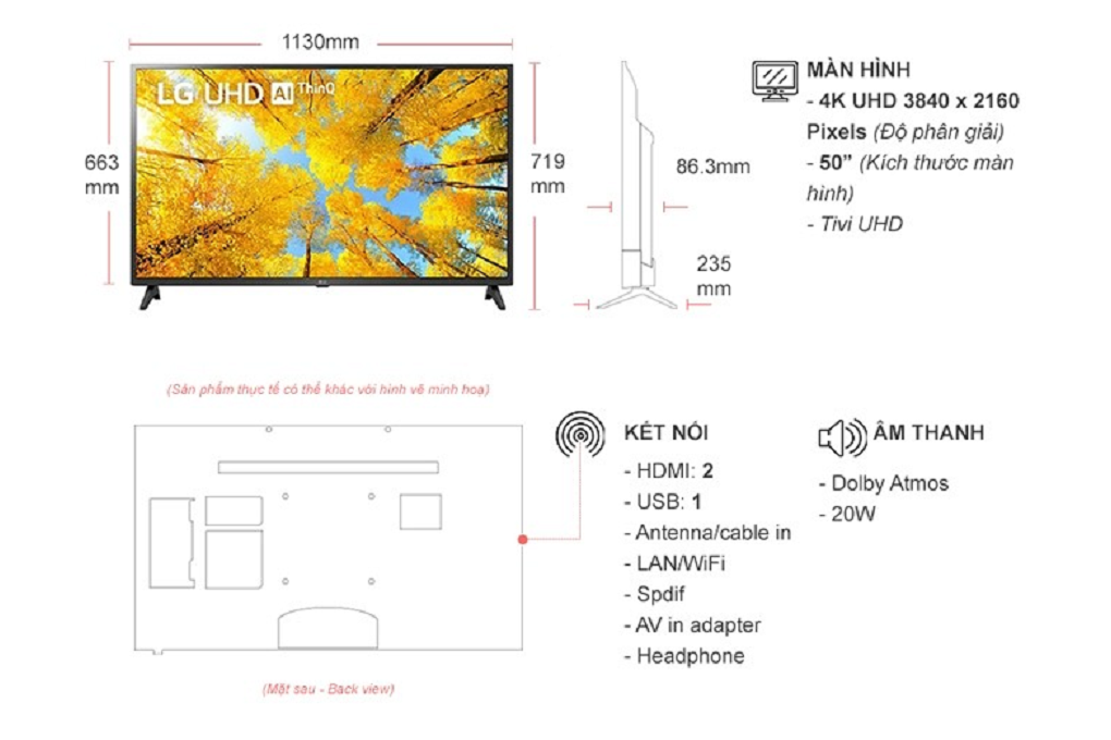 Smart Tivi LG 4K 50 inch 50UQ7550PSF