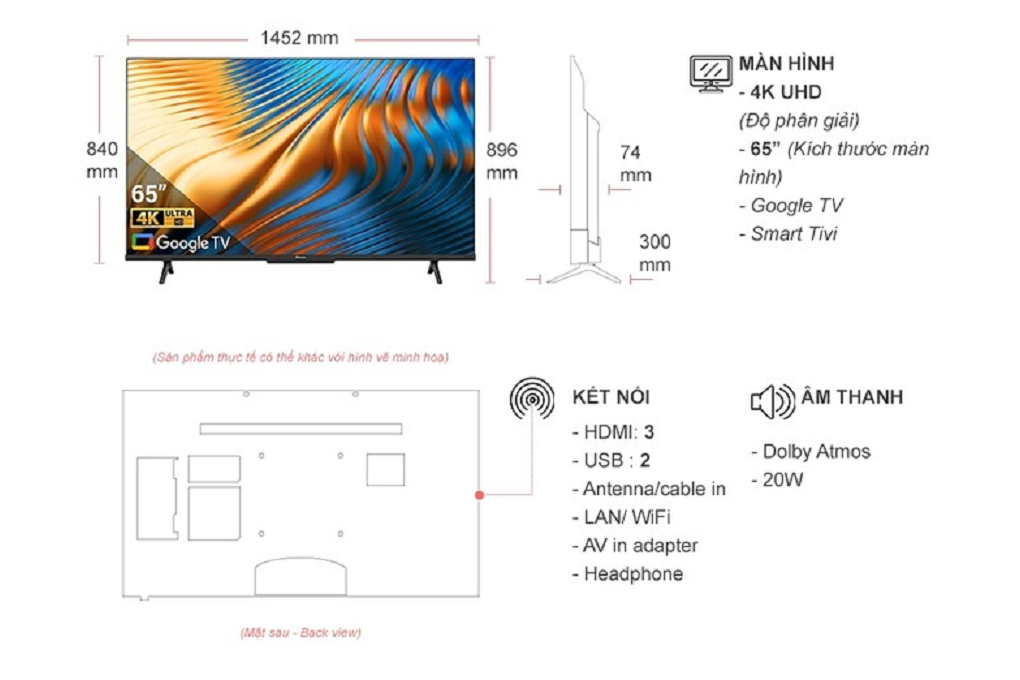 Google Tivi Hisense 4K 65 Inch 65A6500H