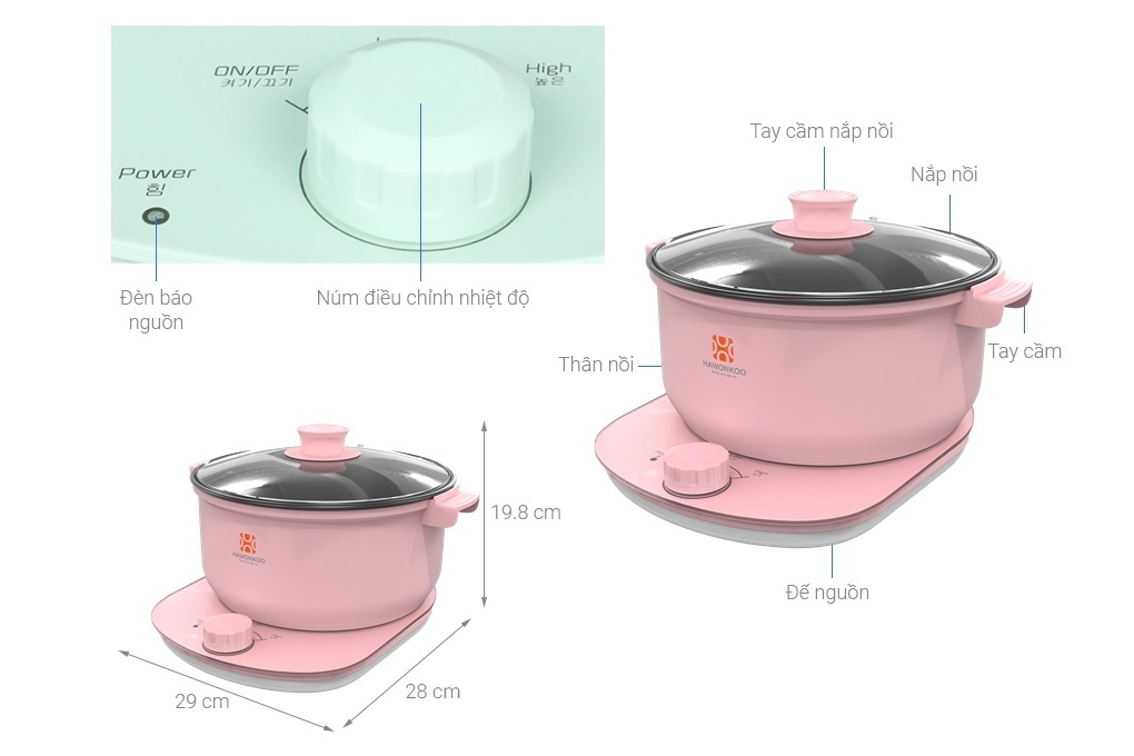 Nồi lẩu điện Hawonkoo HEH-100-PK