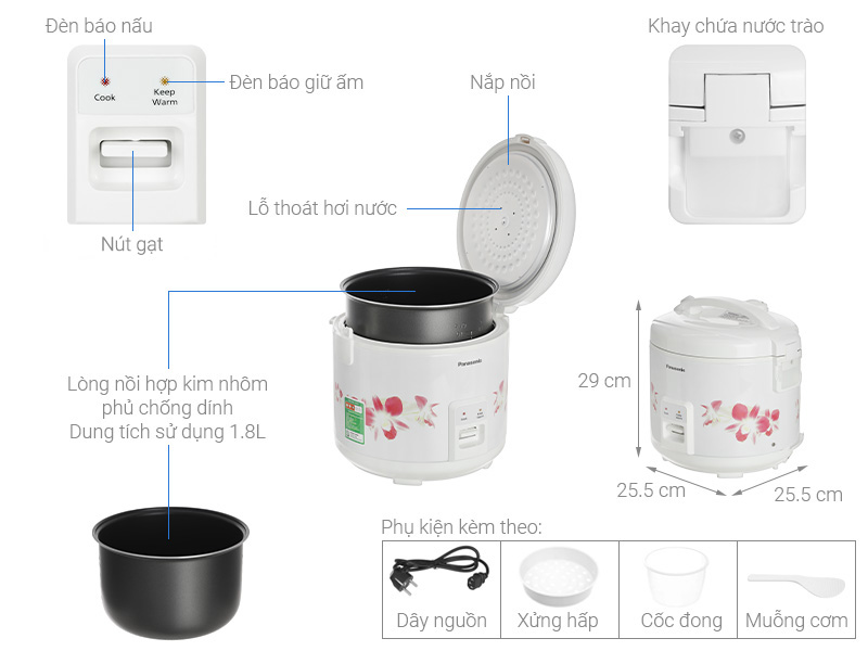 Nồi cơm điện Panasonic 1,8 lít SR-MVN18FRAX