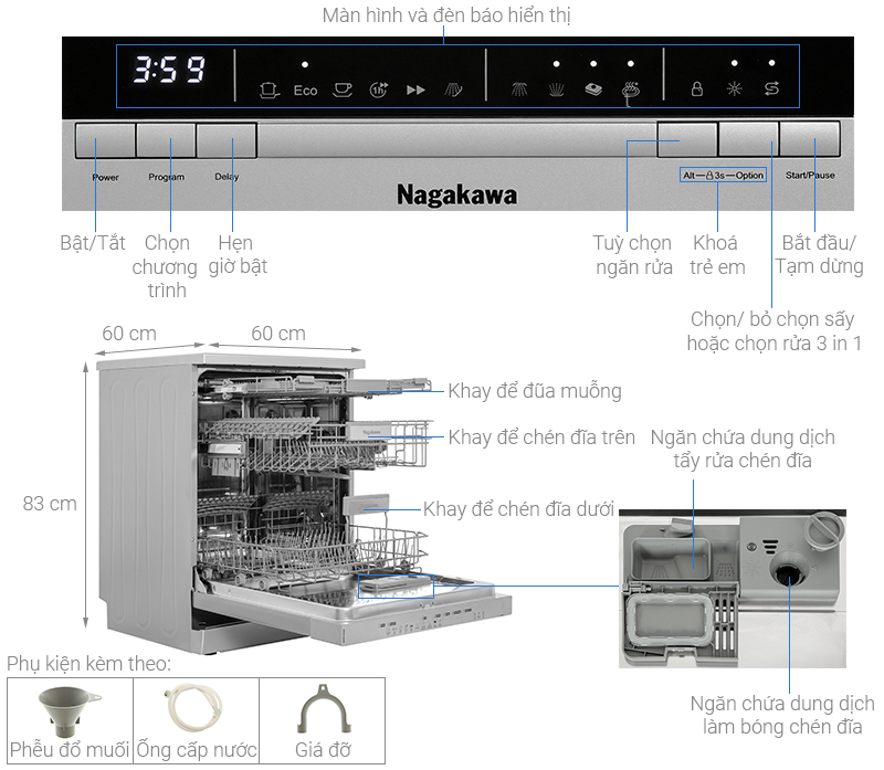Máy rửa bát Nagakawa NAG3601M15
