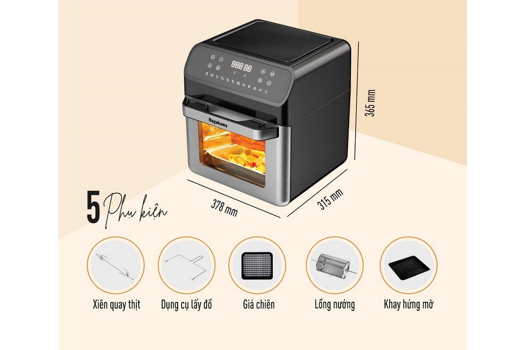 Nồi chiên không dầu 12lit Nagakawa NAG3306