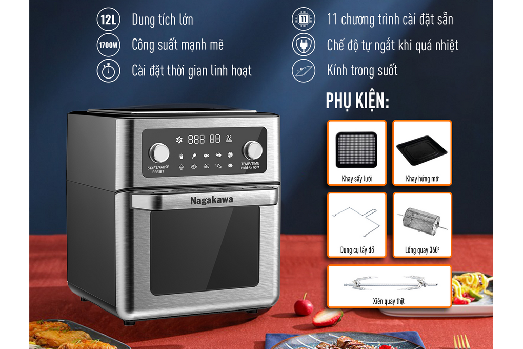 Nồi chiên không dầu 12lit Nagakawa NAG3304