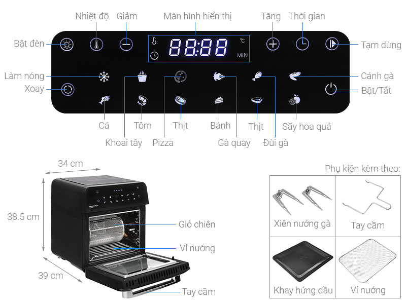 Nồi chiên không dầu Hawonkoo AFH-120-GR 12 lít