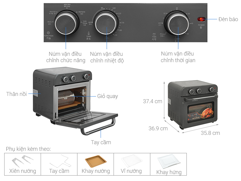 Nồi chiên không dầu Hawonkoo AFH-180-PK 18 lít