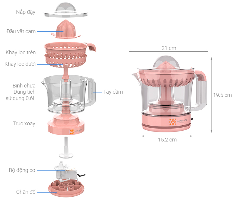 Máy vắt cam Hawonkoo 30W OJH-001-PK