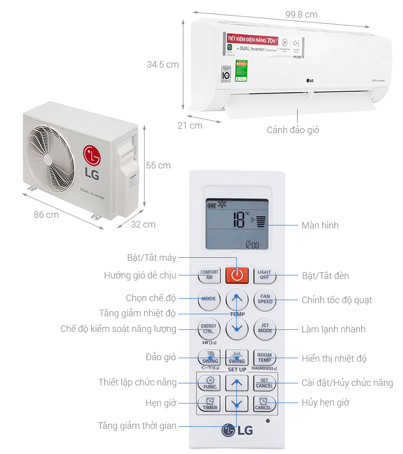 Máy lạnh LG Inverter 2 Hp V18ENF1