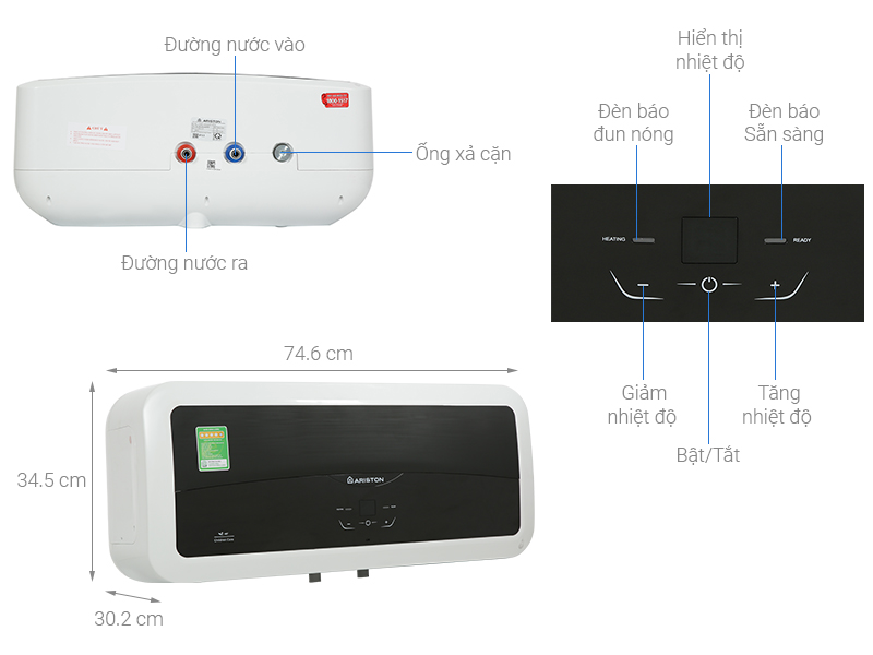 Máy nước nóng gián tiếp Ariston 30 lít SL2 30 LUX-D AG+