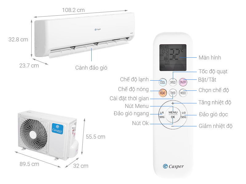 Máy lạnh Casper Inverter 2.5 HP GC-24IS32 
