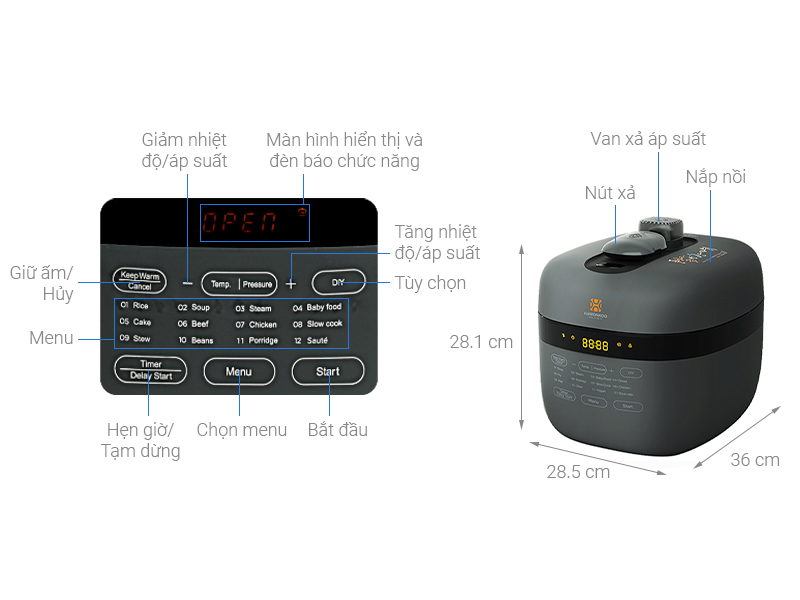 Nồi áp suất điện Hawonkoo PCH-500-PK 5 lít