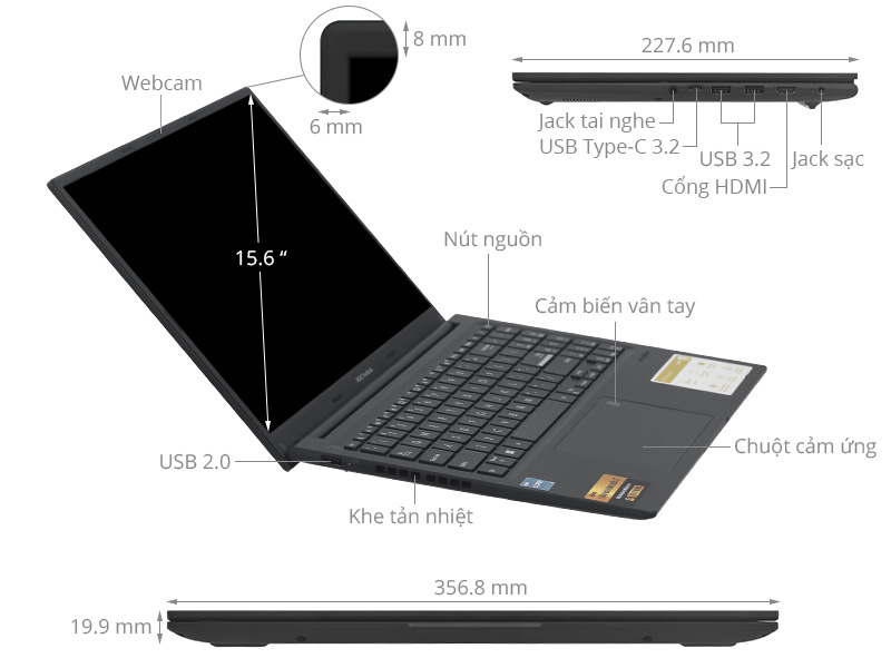 Laptop Asus Vivobook 15 OLED A1505VA i5 13500H/8GB/512GB/Win11 (L1052W)