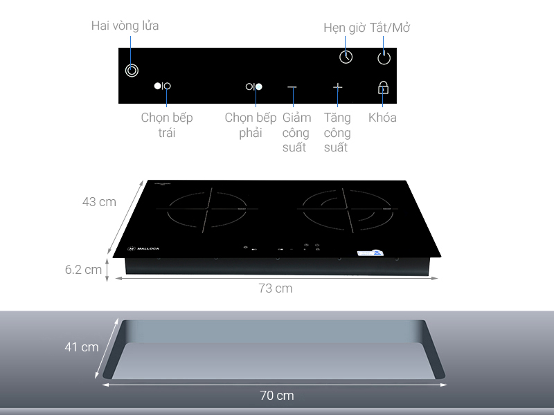 Bếp hồng ngoại đôi lắp âm Malloca MH-7320R